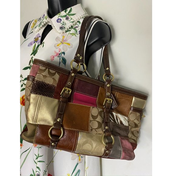 COACH Medium Size Patchwork Multi-Color Tote Bag - Picture 5 of 10